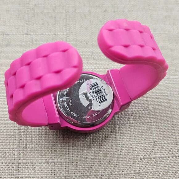 Accutime Women Wristwatch Pink Rubber Cuff Band Quartz Analog Wrist Watch - Picture 10 of 10